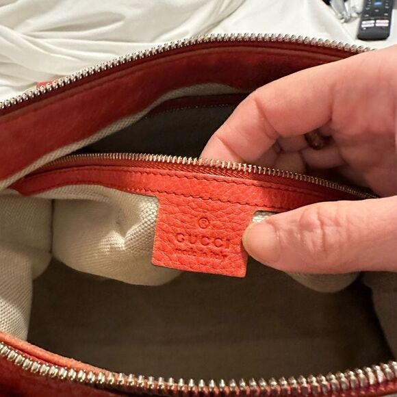 Gucci orange red soho two ways cross body bag and tote - Picture 9 of 16